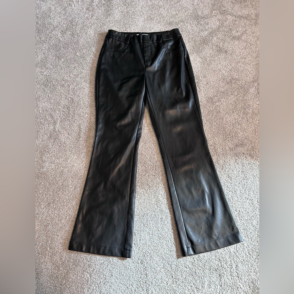 NWOT Greylin Vegan Leather Flare Leg Pants Chic Modern Statement Minimalist